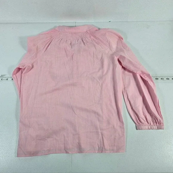 Lilly Pulitzer Pink Smocked Neck Cotton Tunic Top Shirt Women Size 6 - Picture 2 of 7